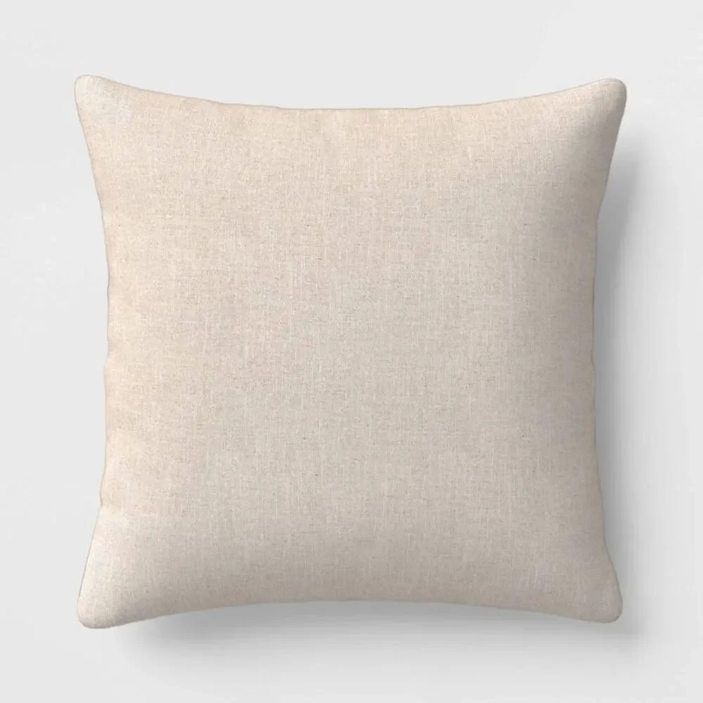 Oversized Square Cotton Boucle Reversible Throw Pillow with Linen Gray